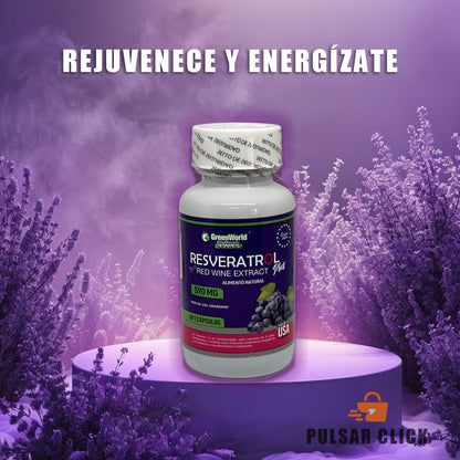 RESVERATROL Green World™ 590 Mg Combate el envejecimiento celular  y Recupera tu Vitalidad